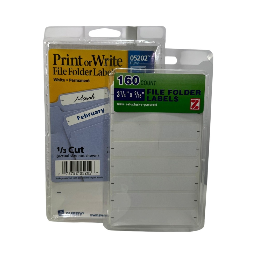 Avery 05202 White File Folder Labels 252ct & Z-Label 160ct Bundle Permanent